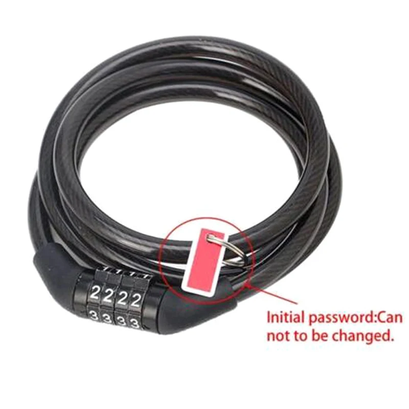 

Cycling security 4 digit combination password bike bicycle cable chain lock