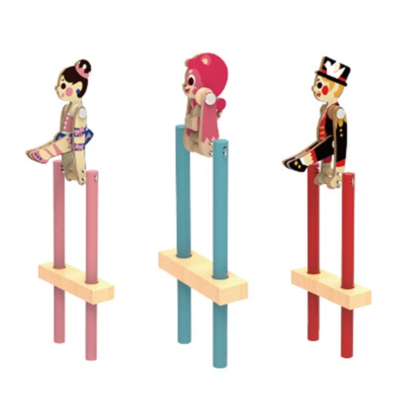 Wooden Flipping Acrobat Kits Assembly Toy Gift DIY Woodcrafts Tool for Kids