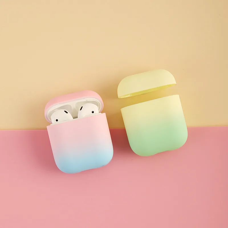 Для AirPods чехол градиентный Радужный цвет защитный жесткий чехол Bluetooth беспроводные наушники чехол для Air pods 2 Чехол fundas