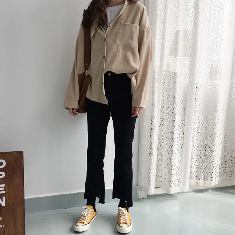 рубашка женская вельветовая Женская для работы большие размеры блуза на