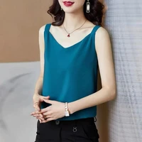 women summer blouse shirts v neck ruffle blouses backless strap office ladies sleeveless casual tops