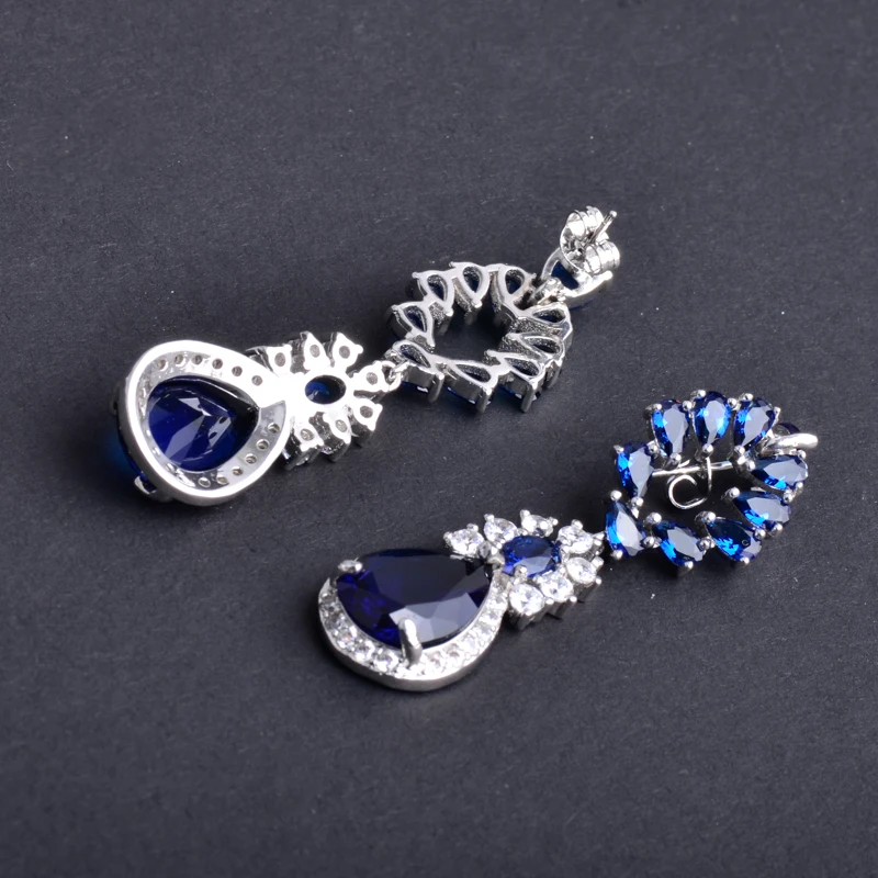 Новые стильные серьги-подвески CSJ с голубым кристаллом серьги в форме груши 10*14 мм