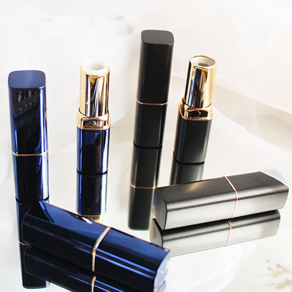 50pcs Laser blue / pearl black lip tubes elegant arc-shaped square plastic lipstick tube, empty tube lipstick lipgloss tube