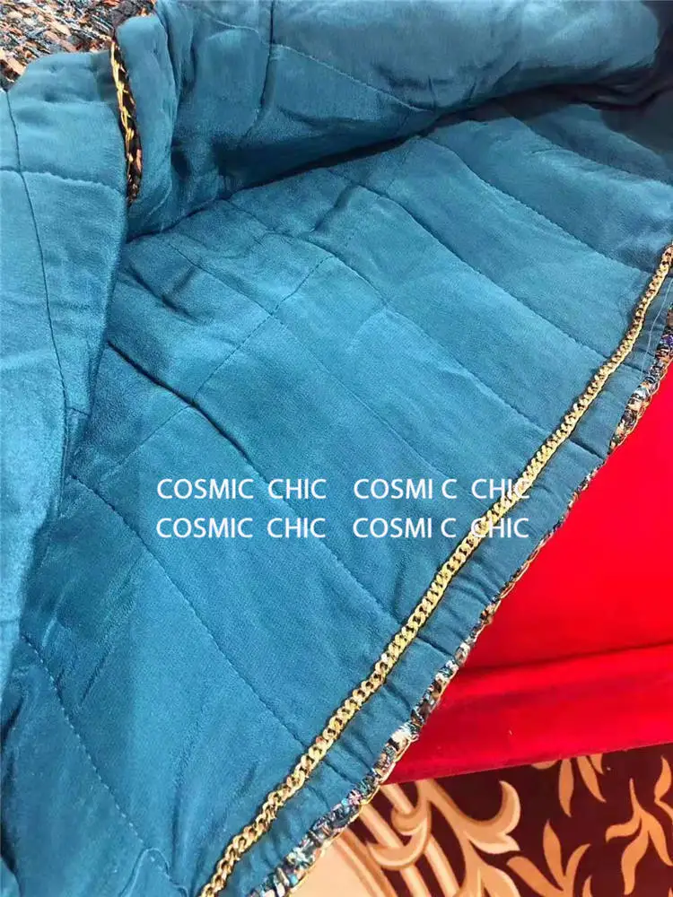 Cosmicchic роскошный шерстяной твидовый комплект для женщин, Осенний элегантный твидовый пиджак, костюм с юбкой, OL, Женская куртка, Подиумные комплекты высокого качества