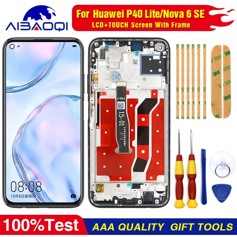 

New Touch Screen LCD Frame For Huawei P40 Lite / Nova 6 SE/P40 Lite 5G/P40 Lite E Phone Replacement Parts + Disassemble Tool