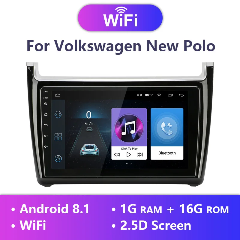 Only WIFI Car Radio Vtopek " автомобильный радиоприемник для Volkswagen Polo 2008- gps навигация VW POLO sedan видео плеер 4G wifi Android fm-передатчик - Цвет: Only WIFI Car Radio