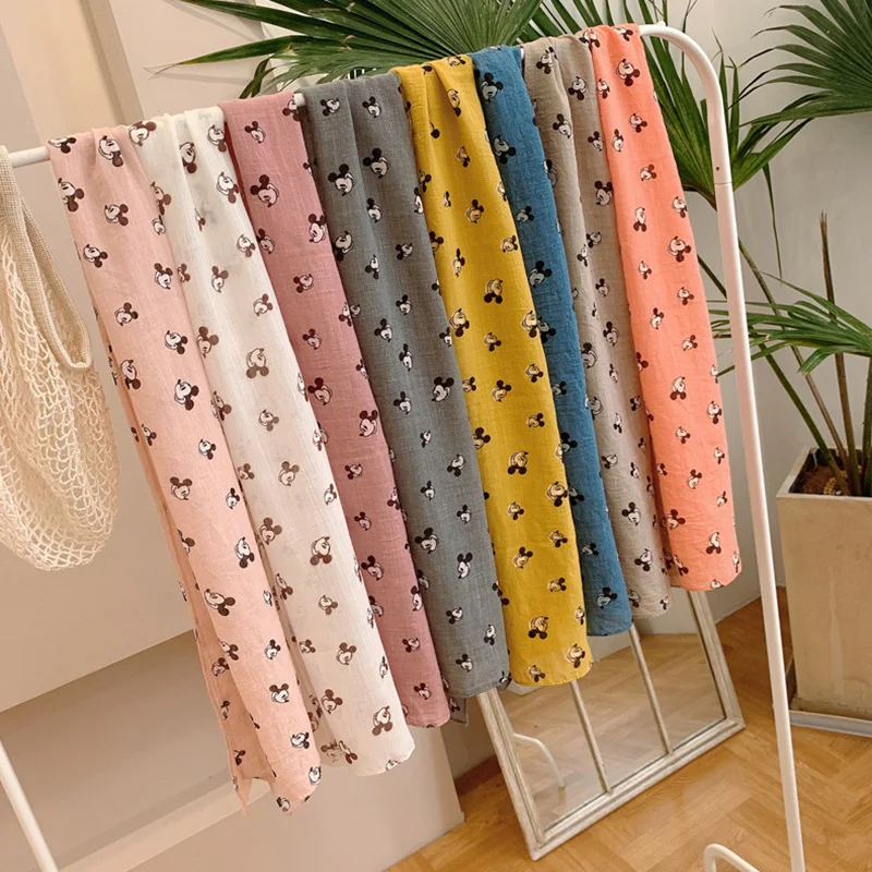 Модный детский шарф Disney шарфы с принтом Микки Мауса шейный платок из хлопка и