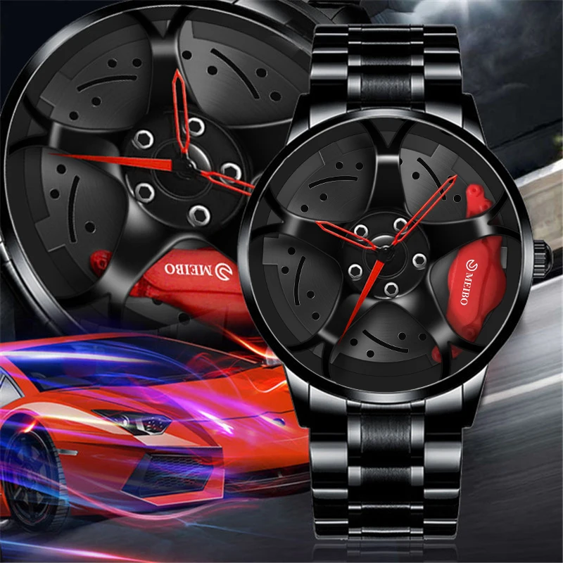 

Mens Luxury Watches Sports Car Watches 3D Sport Rim Hub Wheel Wristwatch Car Quartz Men's Watches