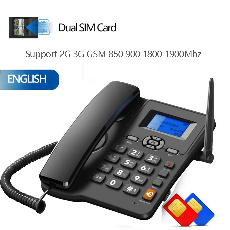new cordless phone gsm sim card 850 1900mhz wireless fixed phone desktop telephone for office home hotel russian arabic free global shipping