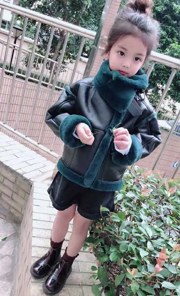 Кожаные куртки для девочек коллекция 2019 года Зимние Куртки из искусственной кожи