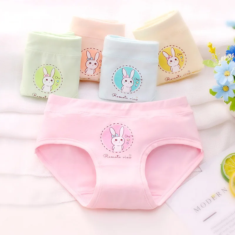 5 шт./компл. хлопковые трусики для девочек с треугольниками милый мультяшный