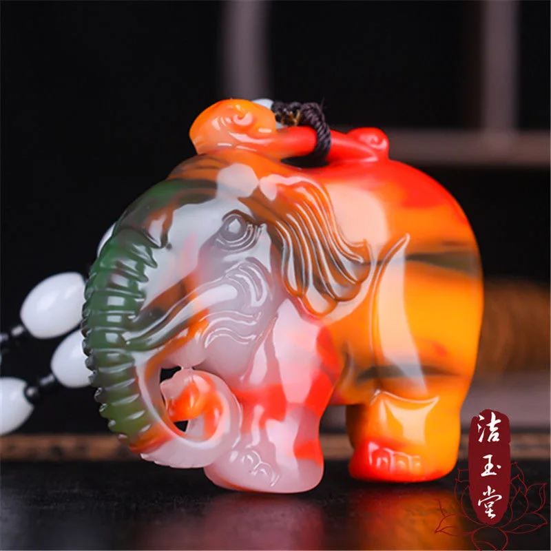 Ожерелье с подвеской в виде слона из нефрита натурального цвета ювелирные