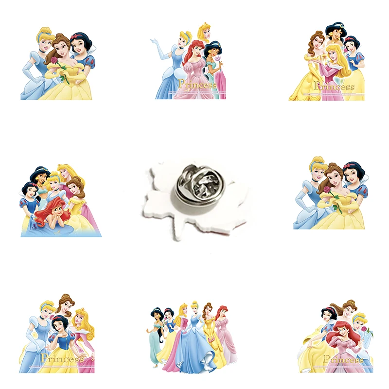

Disney Princess Characters Anime Acrylic Lapel Pins Epoxy Resin Badges Brooches for Women New Fashion Accessories Jewelry PRS35
