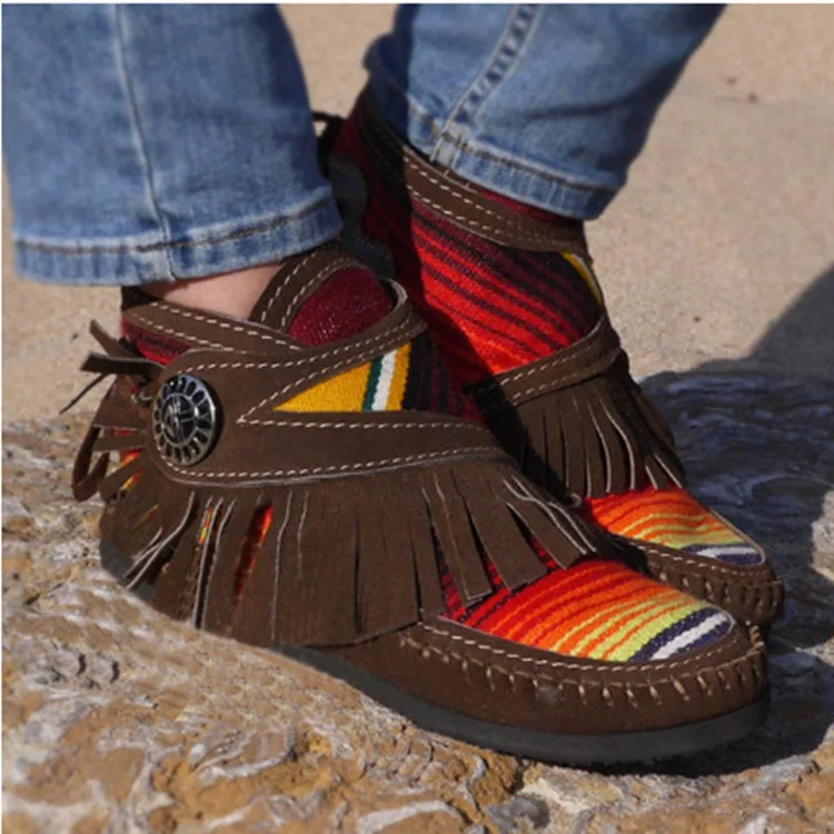 

Big Size 35-43 Autumn and Winter Tassels Women Martin Boots Plus Size Mixed Colors Ladies Ankle Boots Rubber Female Flat Boots