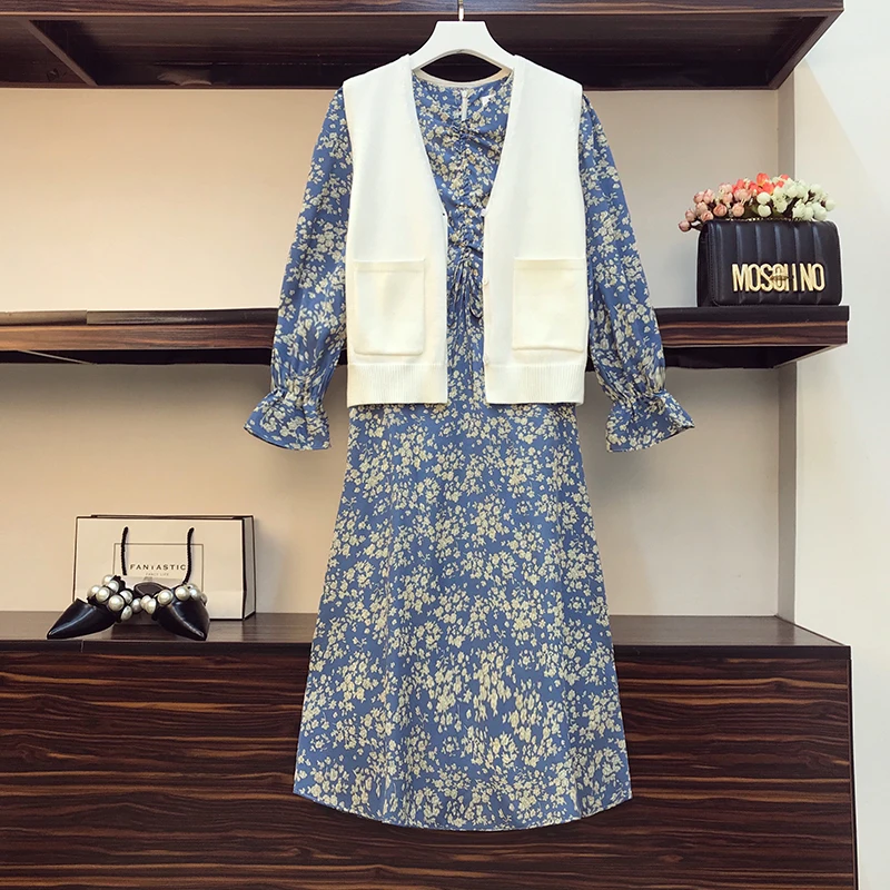 Женское платье в стиле бохо Осеннее трикотажное платье-жилет и платье-рубашка с