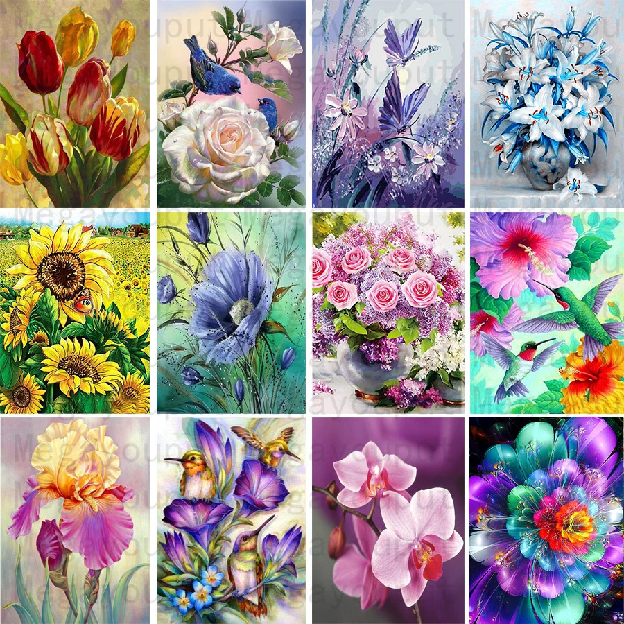 

Round Full Diamond 5D Diamond Painting Flowers Diy Diamond Embroidery Kit Home Decoration Ornaments