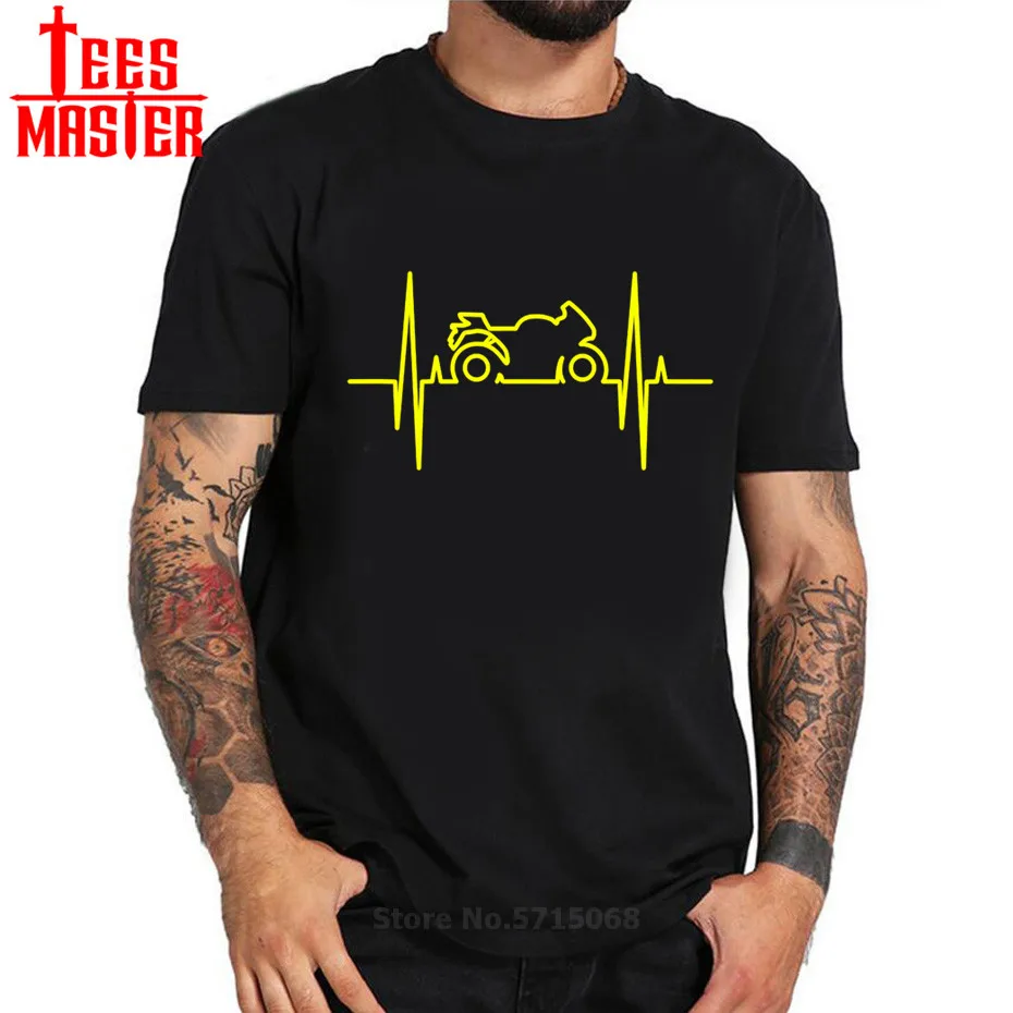 Комикс электромото heartbeat футболки для мужчин мотоцикл электрический пульс