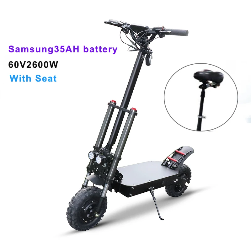 JS 3200 Вт Электрический скутер для взрослых с сиденьем samsung 35AH аккумулятор складной Ховерборд Fat Tire электрический самокат e скутер - Цвет: 2600W SAM35AH seat