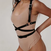 sexy leather harness women punk lingerie bondage chest harajuku black bra garter belts body straps leg toys for adults goth seks