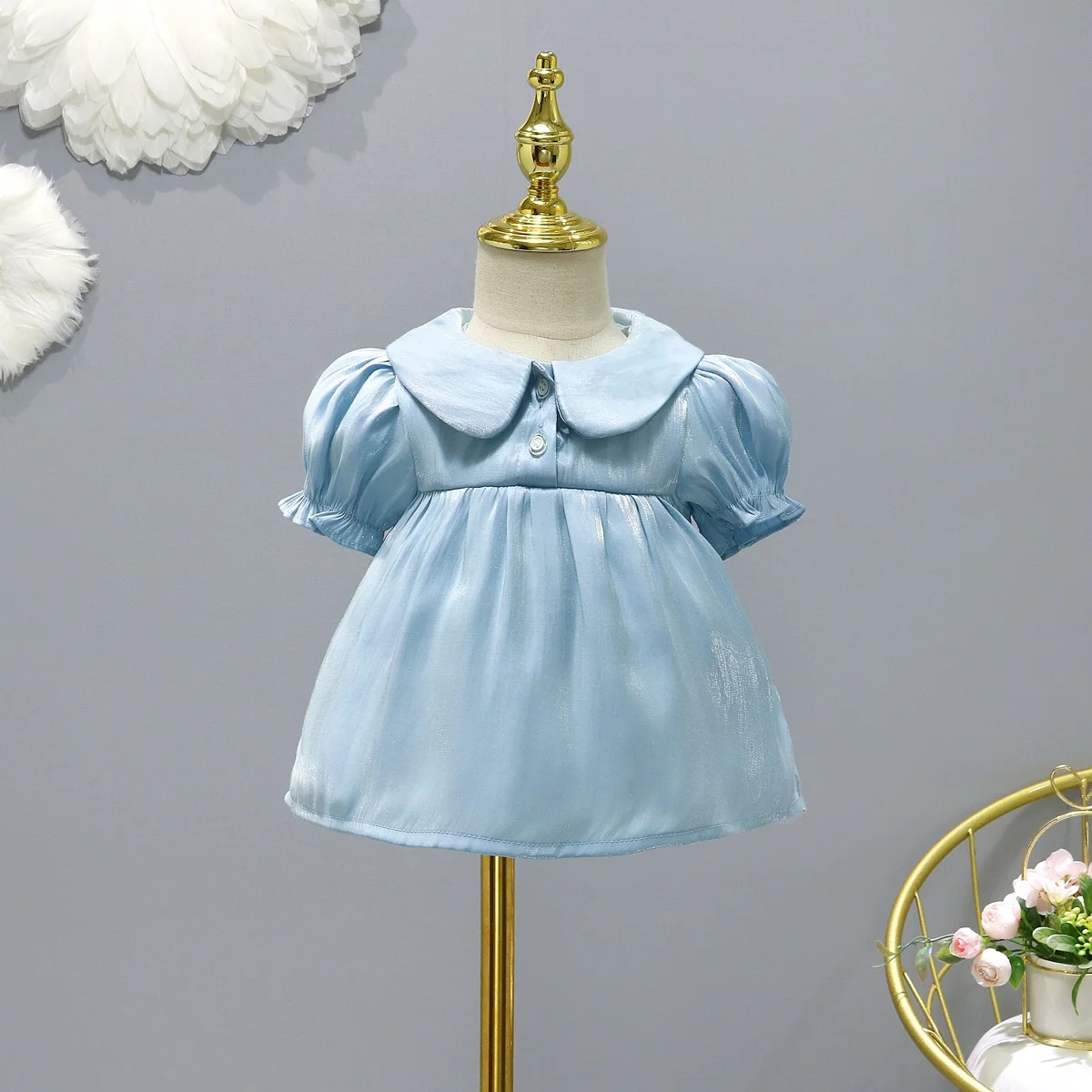 

Детское платье, одежда для маленьких девочек, повседневный костюм, милые летние женские повседневные платья с пышными рукавами для девочек,...