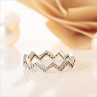 100 925 sterling silver pan ring new geometric shiny zigzag ring for women wedding party gift fashion jewelry