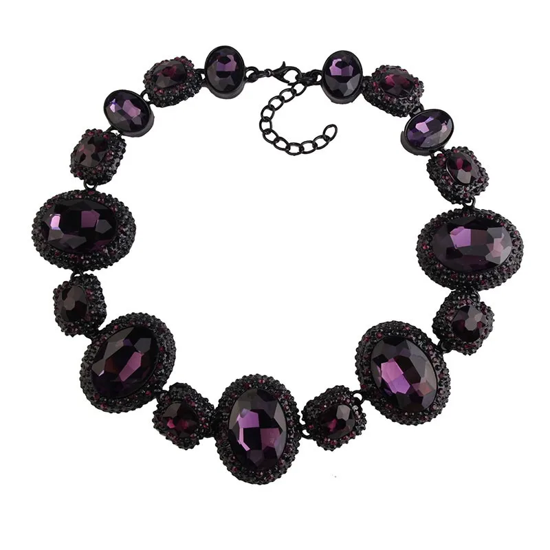 purple Dvacaman, новинка, свадебные ювелирные изделия, кристалл, драгоценный камень, стразы, геометрические, Роскошные, массивные, Роскошные, макси колье, ожерелье, ювелирное изделие, 8643 - Окраска металла: purple