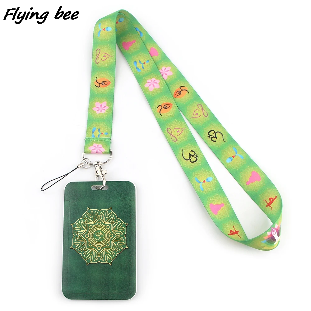 

Flyingbee X1296 Green Yoga Unisex Fashion Lanyards ID Badge Holder Bus Pass Case Cover Slip Bank Credit Card Holder Strap