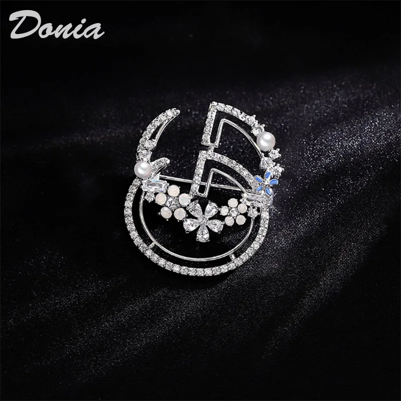 Donia jewelry Fashion high-end Korean brooch ladies hollow letter brooch AAA zircon clothing collar needle scarf pin