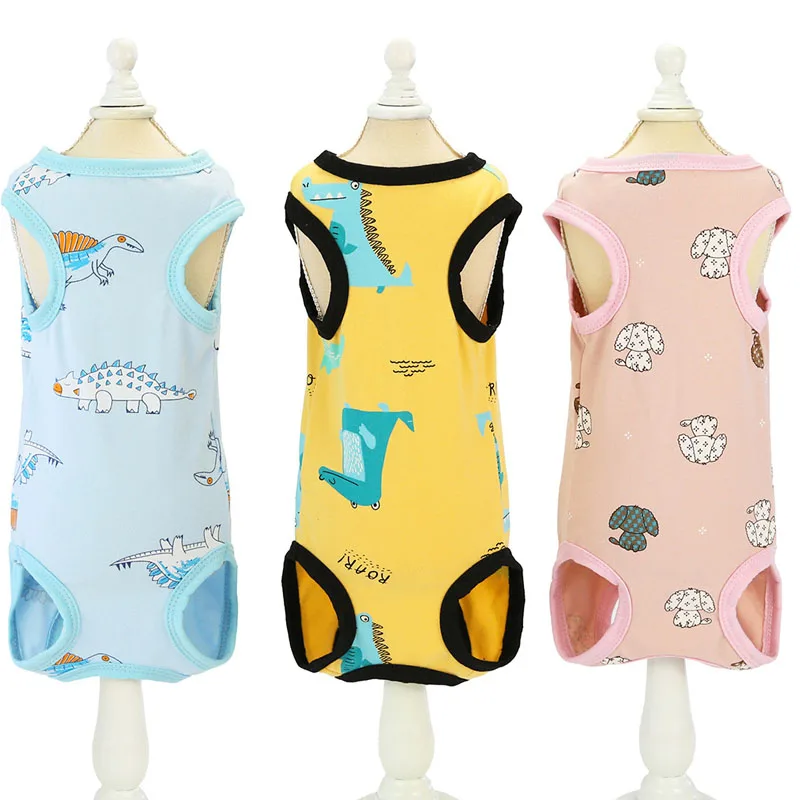 Пижама для собак с рисунком животных Одежда питомцев кошек стерилизационный