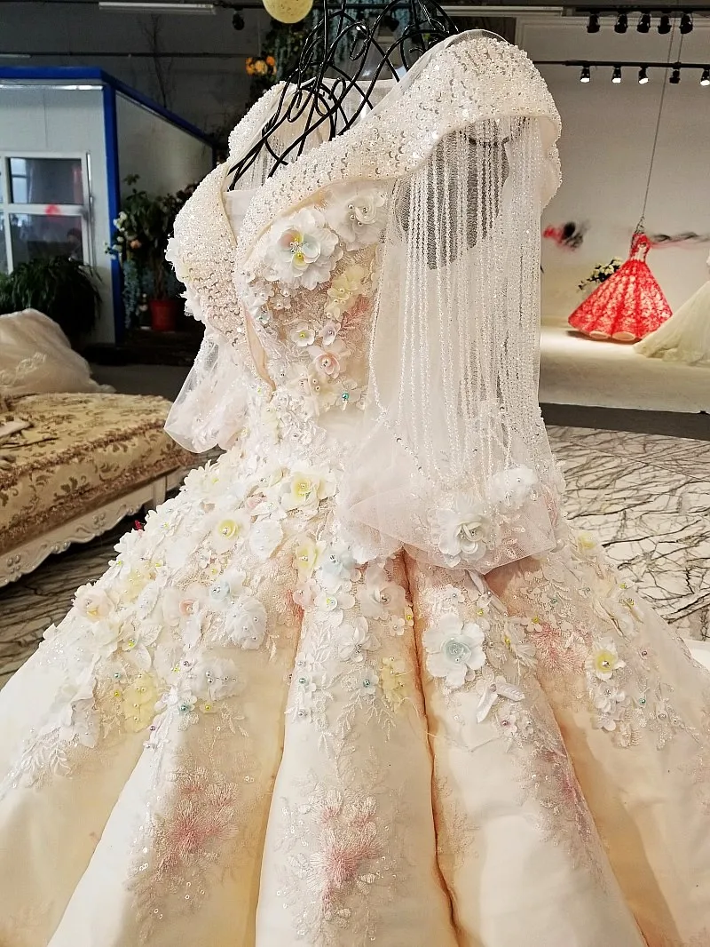 LS69412 Роскошная свадебная одежда бальное платье три четверти рукав Aliexpress, Китай Свадебные платья невесты последний дизайн