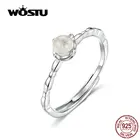 WOSTU Moonstone уникальное кольцо из 100% стерлингового серебра 925 пробы, регулируемое модное кольцо из камня для женщин, обручальное ювелирное изделие для свадьбы CQR536