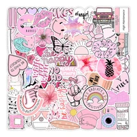 50pcs girls pink stickers for notebook stationery scrapbook personalized sticker aesthetic craft supplies scrapbooking material
