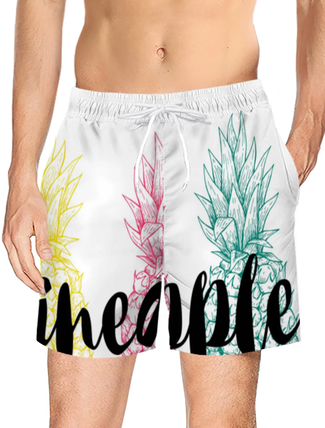 Летние мужские спортивные повседневные шорты с цветным ананасом быстросохнущие
