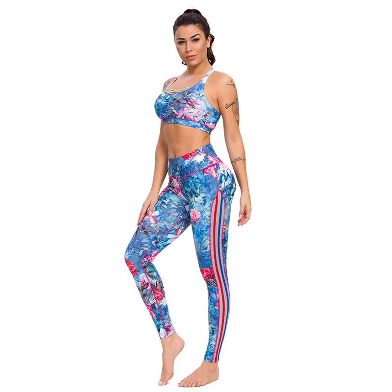Комплект для йоги одежда фитнеса спортивная с высокой талией женские леггинсы