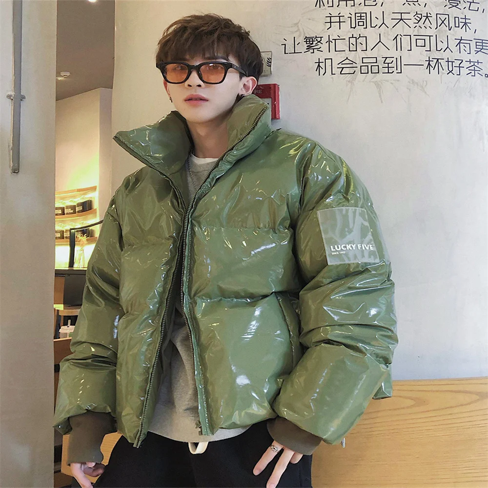 

Зимняя свободная яркая стеганая куртка с оригинальным воротником, плотное теплое хлопковое пальто для мужчин и женщин