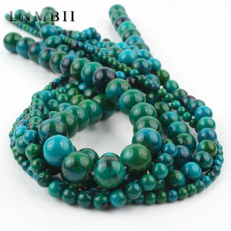 Зеленые Бусины из хризоколлы круглые свободные бусины-разделители для