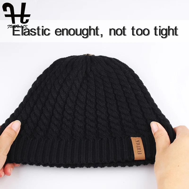 Женская двухслойная вязаная шапка FURTAIK зимняя теплая с помпоном Красная