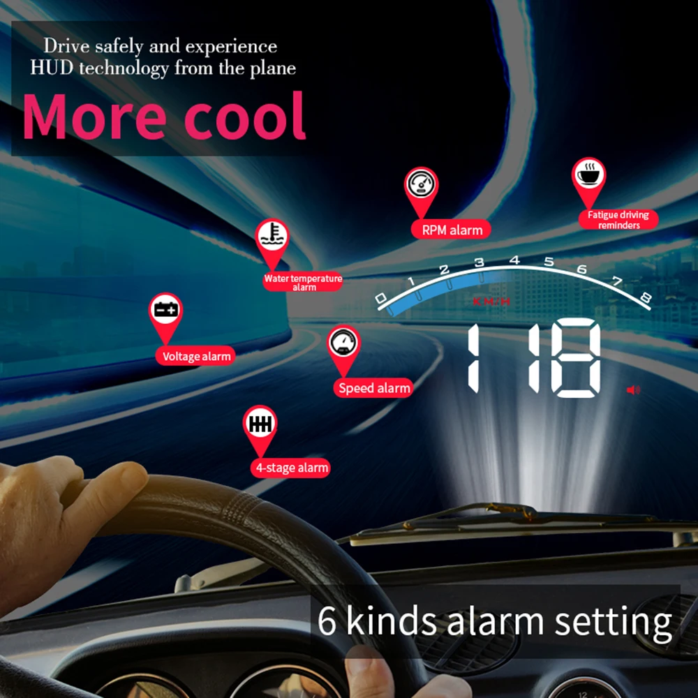 Универсальный автомобильный HUD Дисплей ODB II GPS измеритель скорости тахометр