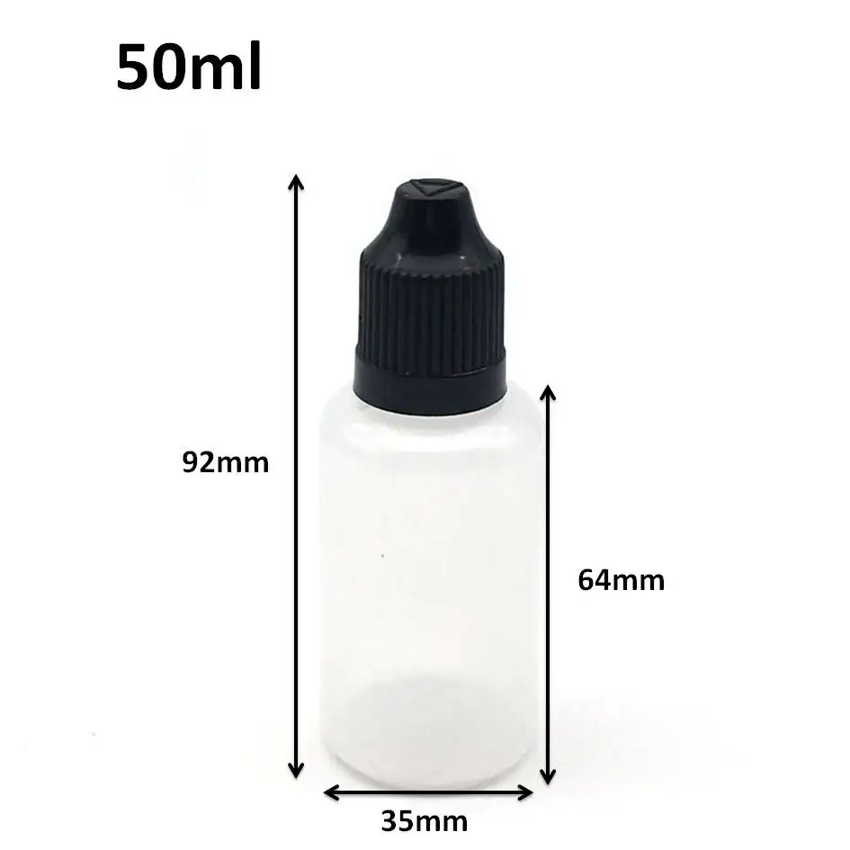 

10pcs 50ml PE Soft Plastic Dropper Vail With Childproof Cap For Eye E Liquid Empty Needle Bottle