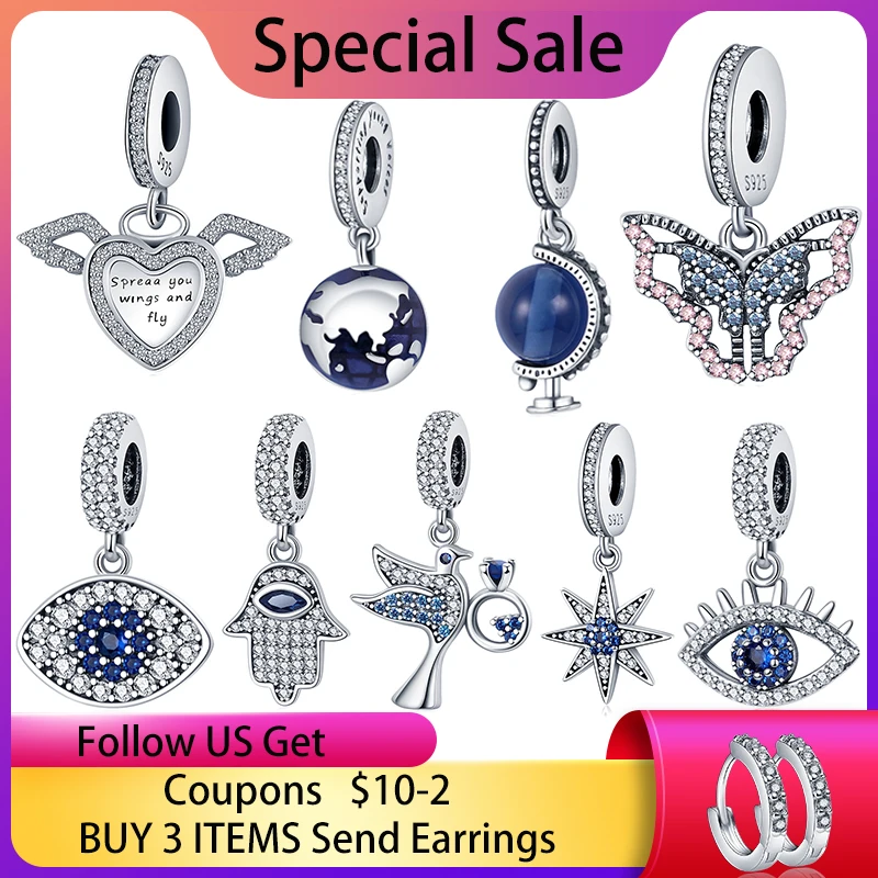 Серьги-подвески женские из серебра 925 пробы с подвесками Pandora | Украшения и