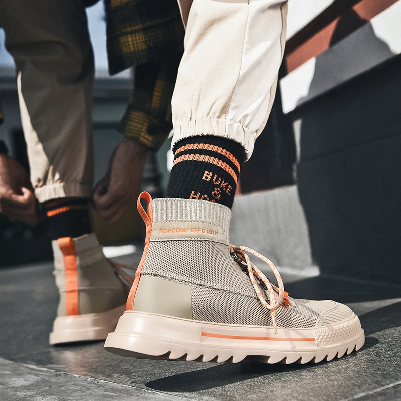 

Sneakers Men 2020 High Top Sneakers Ankle Boots Men Black Shoes Men's Shoe Boot Vintage Slip On