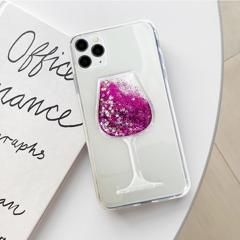 Wine Glass Glitter Water Liquid Phone Case For Huawei Honor 10 10i 20i 20 20S 30 30S 6C 6X 7A 8 8A 8C 8X Lite PRO Soft TPU Cover images - 6