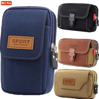 universal canvas sport mobile phone bag for iphone 13 12 11 pro max xs xr 6 6s 7 8 plus wallet case belt pouch coin purse cover