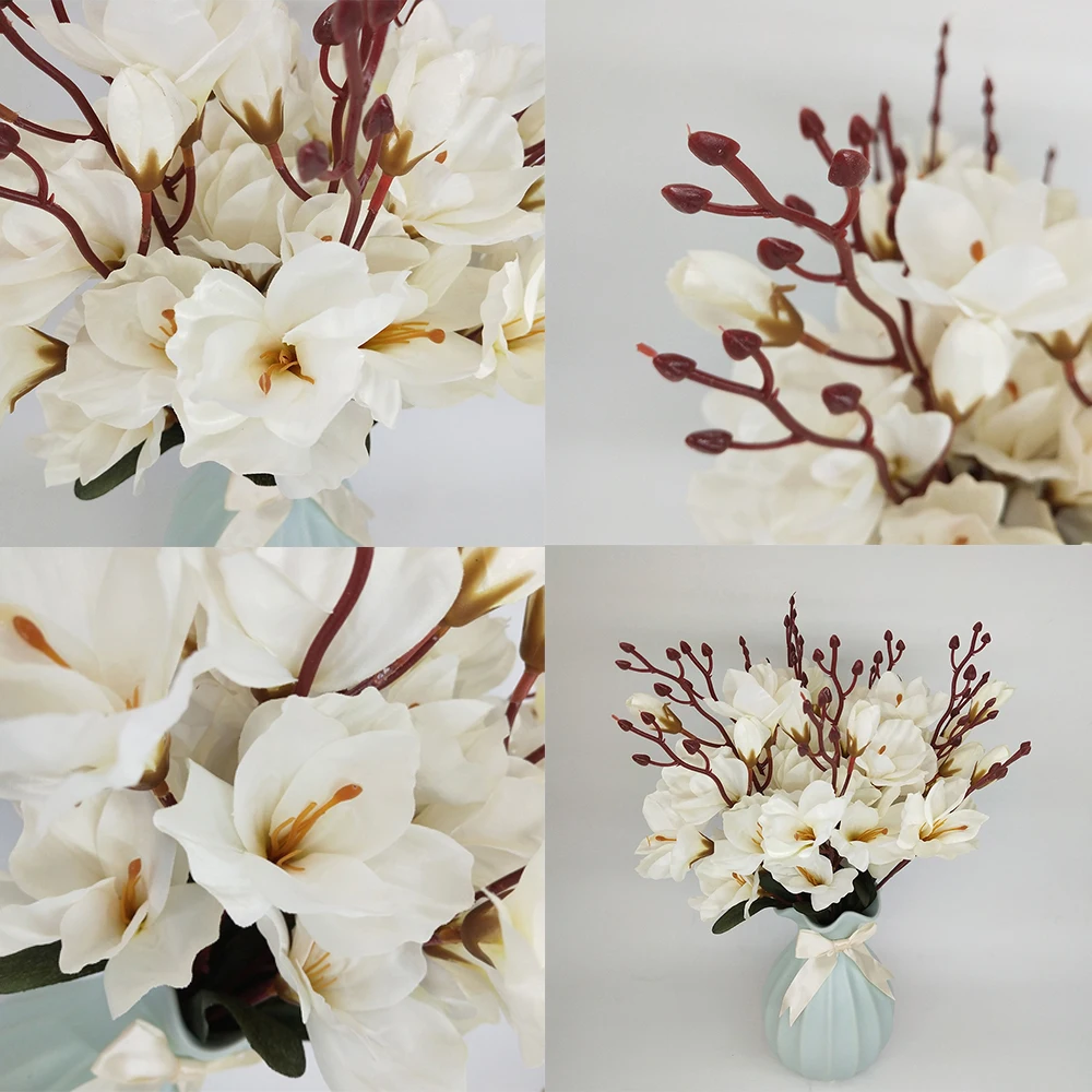 Искусственные цветы цветок магнолии свадебный декоративный зеленое растение