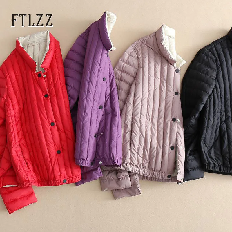 Женский пуховик на утином пуху облегающий Однобортный Теплый тонкий в