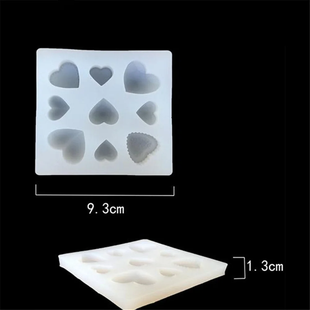

DIY Love Heart-shaped 3D Jewelry Accessories Translucent Mould Crystal Drops Glue Silicone Mold Mobile phone Decoration Molds
