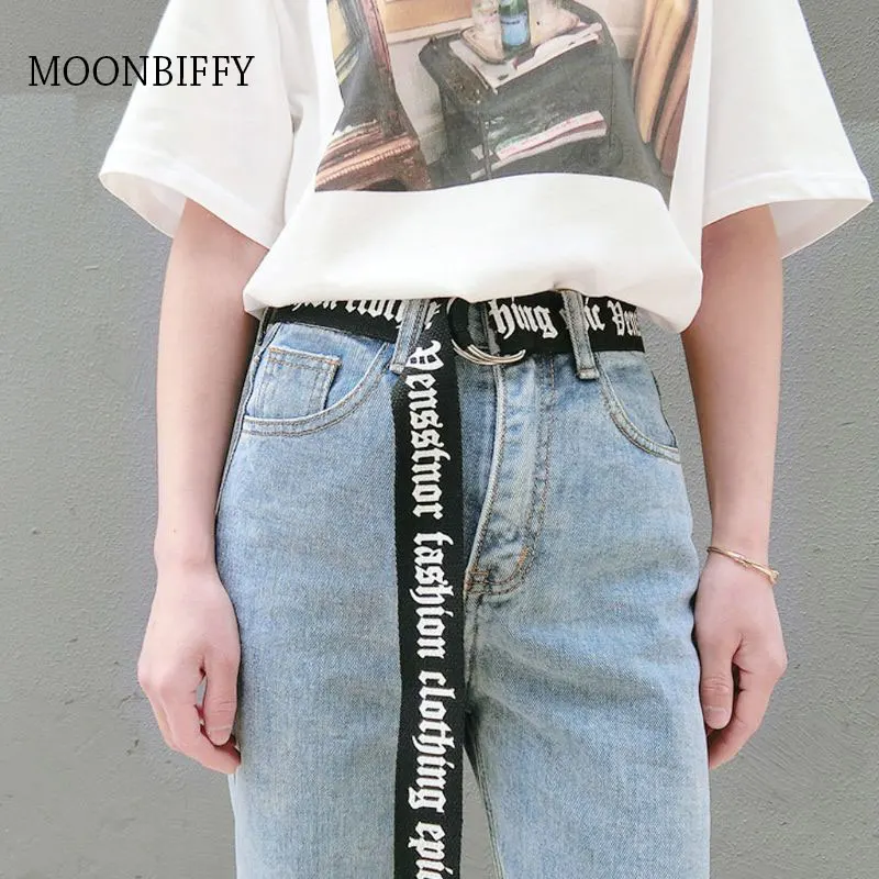 

130cm Unisex Nylon Canvas Belts 2021 Printing Thai D Ring Double Buckle Belts