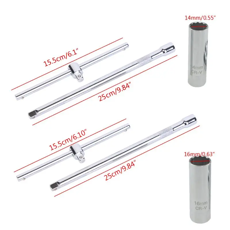 

14/16mm Spark Plug Socket 12 Point Remover Wrench Drive Repair Removal Accessory