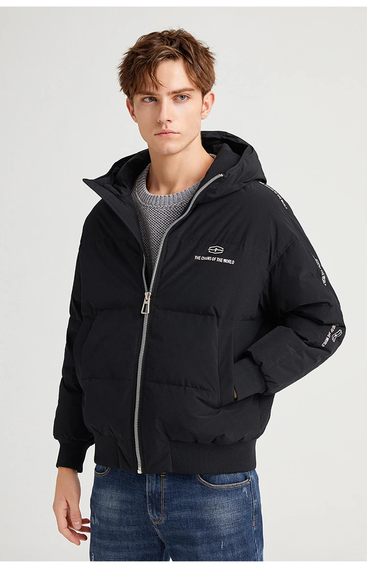 Pioneer Camp Fashion Men Winter Duck Down Jacket Solid Warm Simple Waterproof Zipper Pocket High Quality Jackets Men AYR903431
