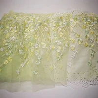 2yards 17 5cm wide yellow green polyester embroidery lace trimmings dress accessories lace fabric sewing crafts doll material